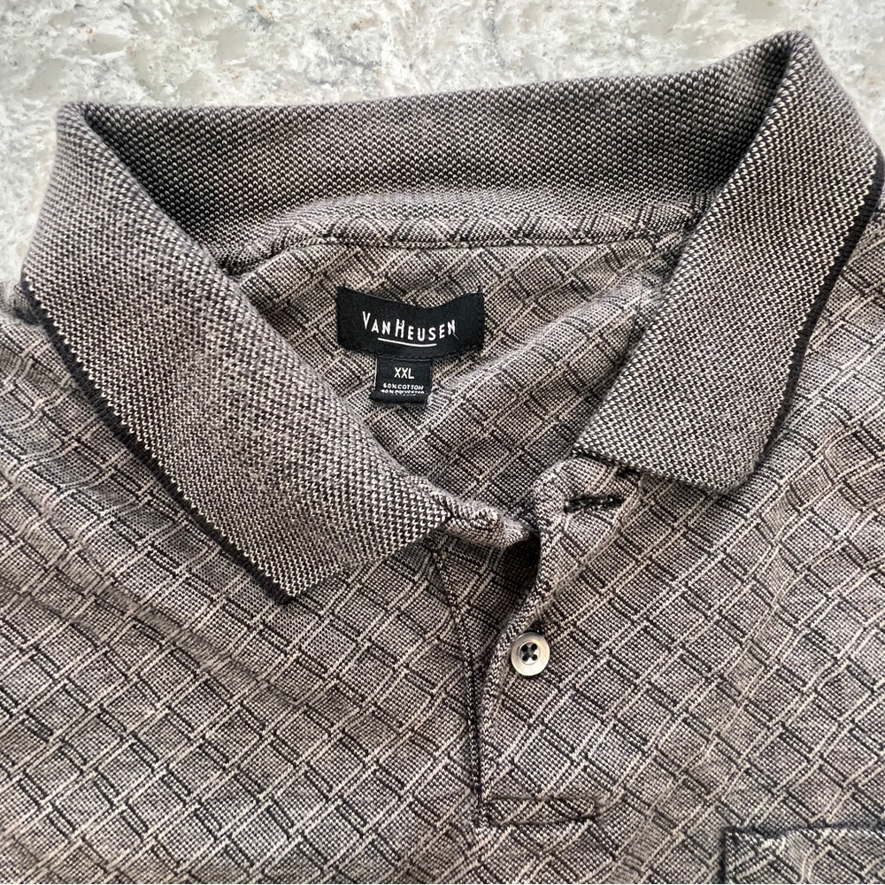 Van Heusen Men’s Long Sleeve Polo Shirt with Front Pocket